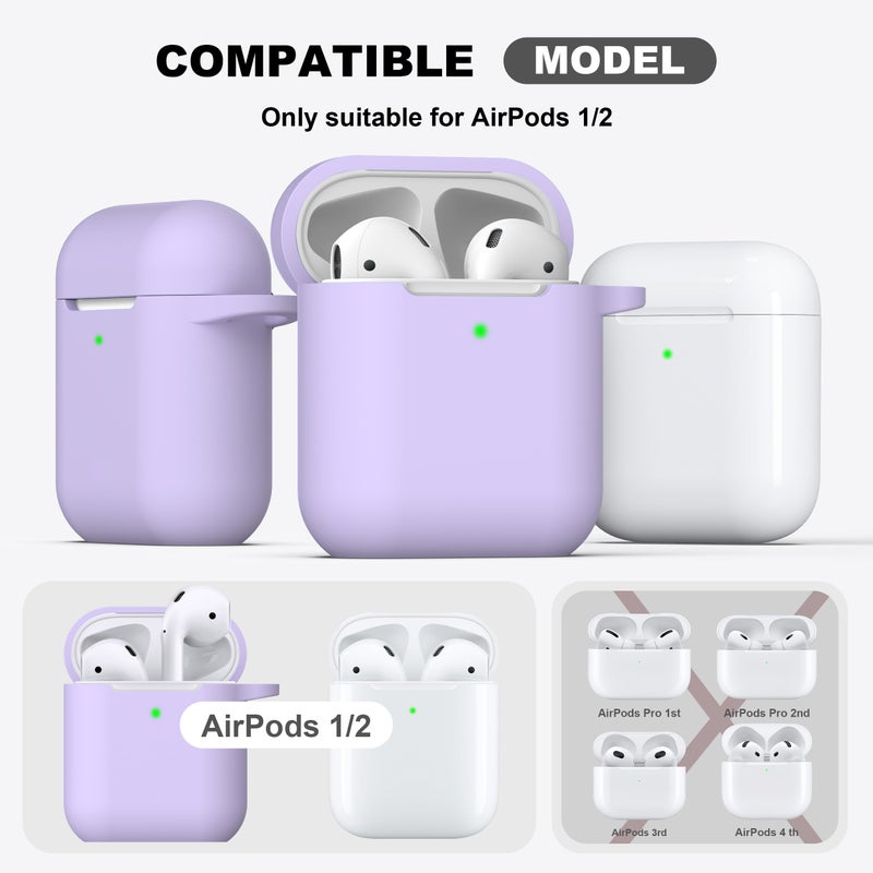 R-fun Compatible with AirPods Case Cover, Soft Silicone Protective Cover with Keychain for Women Men Compatible with Apple AirPods 2nd 1st Generation Charging Case, Front LED Visible,Pink Purple - Image 3